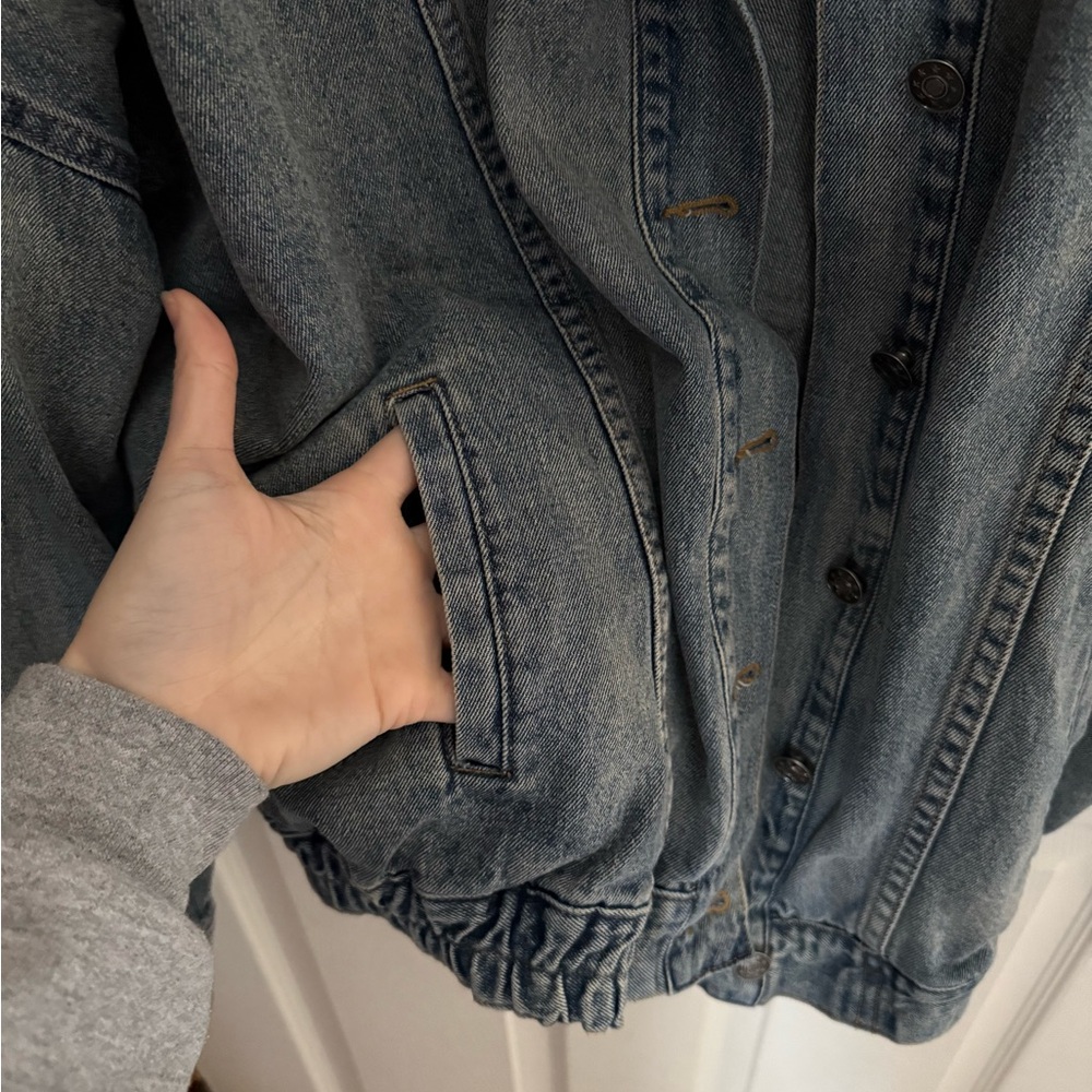 Mustard Seed Denim Bomber Jacket - Picture 5 of 8